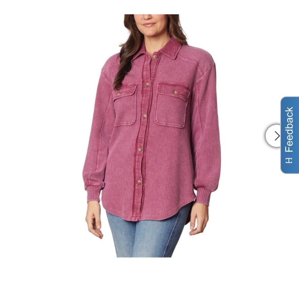 New Button down waffle Shirt  in Dusty Rose
